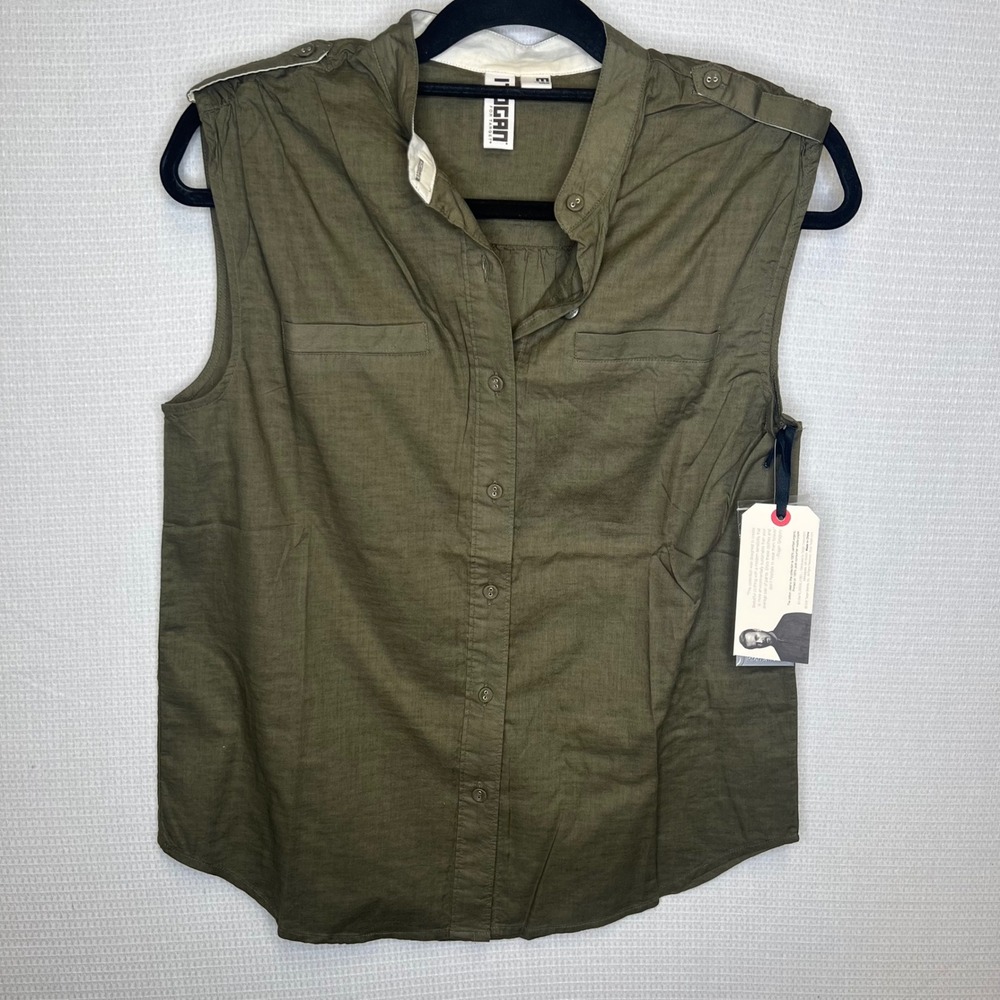 Rogan for Target Womens Wreath Green Organic Cotton Utility Sleeveless Top M NWT